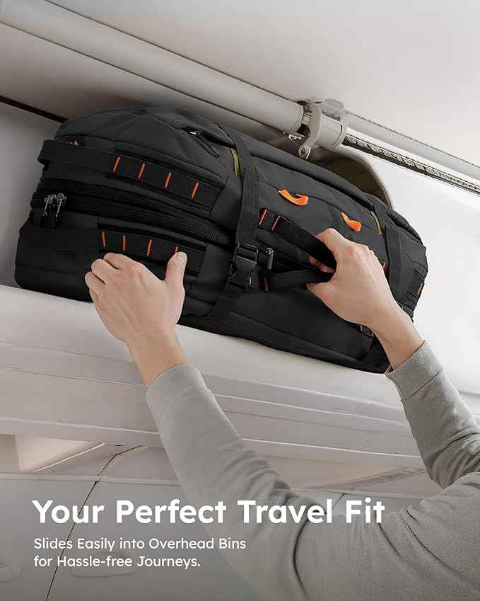 Tolaccea Travel Backpack for Men Women, 40L-50L Carry On Backpack with Wet Dry Compartment, TSA Approved Laptop Daypack Fits 15.6", Convertible Expandable Large Rucksack Duffel Bag for Work Travel