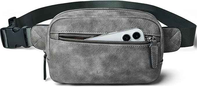 2L Fanny Packs Everywhere Belt Bag Small Fashion Crossbody Waist Pack Faux Leather Waterproof Sling Chest Bag For Women Trendy Grey