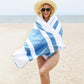 Bright Blue Microfiber Beach Towel by Laguna Beach Textile Co - Sand Free, Light Weight Striped Pool Towel - Perfect for Yoga, Gym, Beach, Pool - Extra Large, 35" x 75 - Laguna Blue