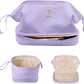 Gifts for Her: Initial Large Makeup Bags, Personalized Double Layer Cosmetic Bags with Makeup Brush Organizer, Waterproof PU Leather Travel Toiletry Bags for Wedding & Bridesmaid Gifts