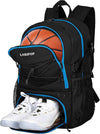 LARIPOP Basketball Bag, Sports Backpack with Ball Holder & Shoe Compartment, Water Resistant Gym Bag for Soccer Volleyball Travel