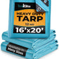 Tarps Heavy Duty Waterproof 16x20-12 mil Thick Camping Tent - Blue Tarp 16x20 UV Resistant, Rip & Tear Proof with Metal Grommets – Multipurpose Use for Camping, Tent, Boat, RV, Car, & Pool Cover