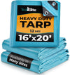 Tarps Heavy Duty Waterproof 16x20-12 mil Thick Camping Tent - Blue Tarp 16x20 UV Resistant, Rip & Tear Proof with Metal Grommets – Multipurpose Use for Camping, Tent, Boat, RV, Car, & Pool Cover