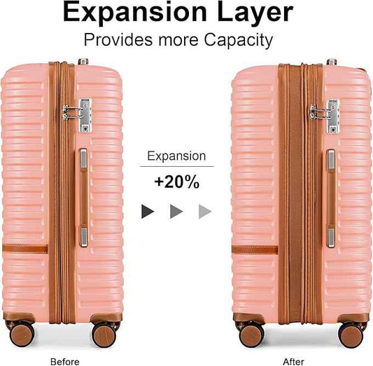 Joyway Carry On Luggage 20 Inch Expandable Suitcase with Spinner Wheel, 3 Piece Hard Shell Luggage Set with TSA Lock(Pink)
