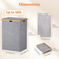Lifewit 160L Double Laundry Hamper with Lid, Extra Large Bamboo Laundry Basket Dirty Clothes Hamper, 2 Section Laundry Bin Organizer for Laundry Room Bedroom with 2 Removable Liners & Bags, Gray