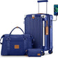 Joyway 20in Carry On Luggage with Cup Holder and USB Port, 25% Expandable Capacity, Smart Suitcase with Anti Slip Wheels and Handbag, Perfect for Men and Women 3 Piece Set Blue