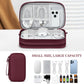 FYY Electronic Organizer, Travel Cable Organizer Bag Pouch Electronic Accessories Carry Case Portable Waterproof Double Layers Storage Bag for Cable, Charger, Phone, Earphone, Medium Size- Wine Red