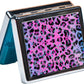 Silver Vintage Pill Box 7 Day Metal Pill Box with Mirror and 8 Compartments Cute Travel Pill Organizer for Purse (Pink Leopard Print)