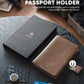VULKIT Passport Holder with Airtag Holder RFID Blocking Passport Wallet Travel Leather Passport for Women(Espresso)