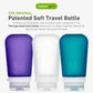 humangear GoToob+ 3-Pack (Large) | Refillable Silicone Travel Bottle | Locking Lid | Food-Safe Material, Clear/Purple/Teal, Large (3.4 fl.oz.; 100ml)