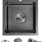POPFLY Kitchen Sink, 15×17 Inch Drop In Black Small Kitchen Sinks, 18 Gauge Stainless Steel Bar Prep Rv Single Bowl Utility Sink, Fregaderos De Cocina Modernos