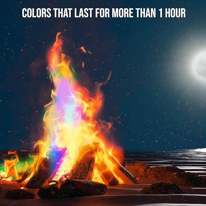 Fire Dazzle Fire Color Changing Packets for Fire Pit - 25 Pack Color Packets, Flame Changer for Fire Pit and Campfires - Camping Games Accessories for Kids and Adults