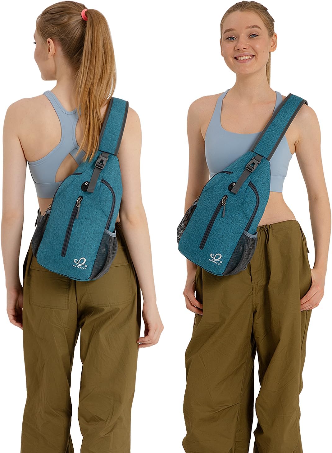 WATERFLY Crossbody Sling Backpack Sling Bag Travel Hiking Chest Bag Daypack - Roamly
