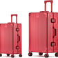 Metal All Aluminum Carry-on Luggage TSA Customs Lock Zipperless Silent Rotary Wheel Business Suitcase Aluminum Frame Set (red, 2Piece(20/26))