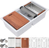 Dcolora 33 Inch Granite Compoisite Kitchen Sink White Undermount Kitchen Sink 50/50 Double Bowl Workstation Elegant Under Counter basin 33"×19“×10”，#DC-GX3327