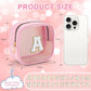 YOOLIFE Mini Birthday Gifts for Women - Personalized Cute Pink Initial Clear Makeup Bag Make Up Bag Travel Bag for Mothers Day Gifts Teacher Sister Friend Female Girlfriend Wife Teen Gifts Party Bag T
