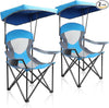ALPHA CAMP Heavy Duty Canopy Camping Chair, 350 lbs Capacity Oversized Folding Chair with Adjustable Sunshade, Portable Sunshade Chair with Cup Holder for Beach, Fishing, Outdoor