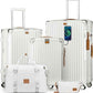 Joyway 5 Piece Luggage Set with Cup Holder, Expandable 25% Capacity, Includes Handbag, Anti Slip Wheels, Hook, Smart Carry On Suitcase for Men and Women, Spinner Travel White