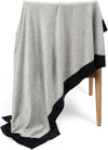 Jet&Bo Luxurious Cashmere Merino Blend Travel Blanket, Airplane-Ready in Packable Pouch, Soft, Lightweight and Breathable (Gray and Charcoal)