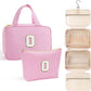 YOOLIFE Travel Toiletry Bag for Women - Hanging Toiletry Bag Makeup Bag, Portable Toiletries Cosmetic Bag, Airplane Travel Essentials - Letter O, Pink