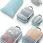 Large Packing Cube Set with See Through Mesh- Compression Packing Cubes Travel Organizers by TRIPPED Travel Gear (Dusty Teal)