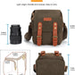 CADeN Compact Camera Bag Case Canvas Leather Trim Compatible for Nikon, Canon, Sony Mirrorless Camera and Lenses Waterproof, Camera Shoulder Messenger Bag (Small 1.0 Brown)