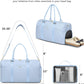 Women Duffle Weekender Travel Bag: Large Duffel Bags with Shoe Compartment Carry On Overnight Tote with Wet Pocket Traveling Weekend Gym Yoga Hospital Bag for Womens Light Blue