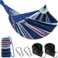 ANYOO Cotton Hammock Portable Camping Hammocks for Hanging Sturdy Garden Comfortable Fabric Hammock with Tree Straps Up to 660lbs with Travel Bag for Camping Outdoor/Indoor Patio Backyard
