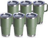 HASLE OUTFITTERS 20oz Tumbler Bulk with Lid, Stainless Steel Tumbler Bulk with Handle, Metal Insulated Travel Coffee Mug Set with Handle, Double Wall Vacuum Leak Proof Tumbler Cup, Amy Green 6 Pack