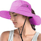 ZOORON Women's Ponytail Safari Sun Hat,Wide Brim UV Protection Outdoor Bucket Hat,Foldable Beach Summer Fishing Hat