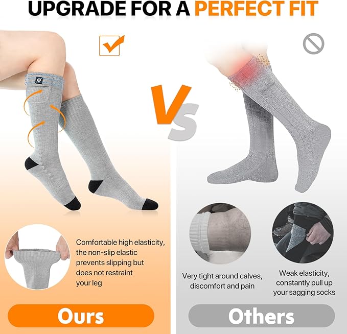 SNOW DEER Heated Socks for Men Women, 7.4V Rechargeable Battery Electric Ski Foot Warmer for Hunting Fishing Camping Hiking Skiing