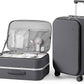 mixi 24 Inch Checked Luggage PC Hard Shell Suitcase Top Opening Aluminum Frame Travel Suitcases with Wheels, Rock Gray