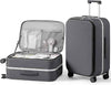 mixi 24 Inch Checked Luggage PC Hard Shell Suitcase Top Opening Aluminum Frame Travel Suitcases with Wheels, Rock Gray