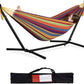 PNAEUT Double Hammocks with Stand for Outside, Portable Space Saving Heavy-Duty Steel Stand for Indoor Outdoor Patio with Carrying Bag, 450 lbs Capacity (Tropical)