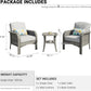HOOOWOOO Patio Furniture Set,3 Pieces Outdoor Conversation Set,All Weather Wicker Bistro Set Yard Porch High Back Chairs Side Table,Light Gray