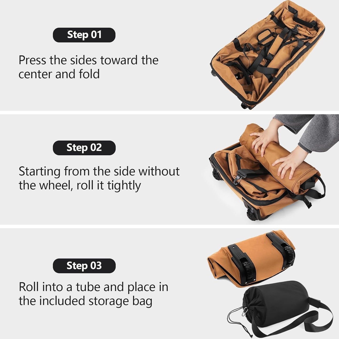 110L/140L Expandable Soft-Sided Foldable Duffle Bag with 2 Rubber Wheels,Packable 32” Rolling Carry-On with Multi-Pockets & Compartments,Coffee - Roamly