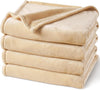 PHF Ultra Soft Fleece Blanket Queen Size, No Shed No Pilling Luxury Plush Cozy 300GSM Lightweight Blanket for Bed, Couch, Chair, Sofa Suitable for All Season, 90" x 90", Beige