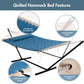 ANOW Double Hammock with 12 Feet Heavy Duty Steel Stand Combo, 2 Person Quilted Hammock with Stand for Outside, 450 LBS Weight Capacity, Blue