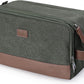 WANDF Toiletry Bag for Men Travel Toiletry Organizer Canvas and Leather Dopp Kit Water-Resistant Shaving Bag for Travel Accessories (Green, Large) - Roamly
