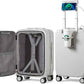 mixi Carry On Luggage with Cup Phone Holder and Charger Hard Shell Suitcases with Spinner Wheels, 20 Inch Smoke White