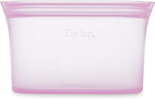 Zip Top Reusable Food Storage Bags | Small Dish [Lavender] | Silicone Meal Prep Container | Microwave, Dishwasher and Freezer Safe | Made in the USA