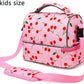 FlowFly Kids Double Decker Cooler Insulated Lunch Bag Large Tote for Boys, Girls, Men, Women, With Adjustable Strap, Cherry
