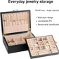 Small Jewelry Organizer for Women, 2-Layer Travel Jewelry Box with Portable Case, Necklace Ring Storage for Dresser, Girls Teens Gifts (Black)