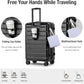 KYME 26 Inch Luggage TSA Approved Hardshell 26" Suitcases with Spinner Wheels Durable Medium Travel Checked Luggage with Cup Holder for Women Men Black