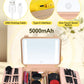 Kalolary Travel Makeup Train Cases with Lighted Mirror 3 Color Setting, Makeup Bag Cosmetic Case Organizer Adjustable Brightness Portable Makeup Storage Box with Detachable 5X Magnifying Mirror Yellow
