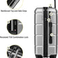 KYME Suitcases with Wheels Hardshell 30 Inch Luggage TSA Approved Large Checked Luggage Durable Travel Rolling Suitcase with Cup Holder for Women Men Silver Grey