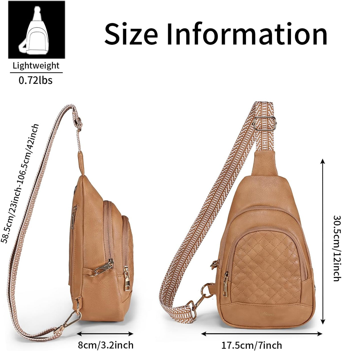 Crossbody Bags for Women Anti Theft Small Sling Handbag with Zipper Lock Vegan Leather RFID Blocking Chest Pure