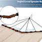 12FT 2 Person Hammock TegerDeger Large Hammock 450LB Capacity with V Shaped Hardwood Spreader Bar & Nylon Rope for Outside, Patio, Garden, Backyard, Beach, Poolside - Dark Green