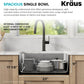 KRAUS Dex 25-inch Undermount 16 Gauge Stainless Steel Single Bowl Kitchen Sink, KA1US25B