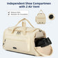 Large Travel Duffle Gym Bag with Shoe Compartment, Underseat Carry On Luggage Overnight Weekender Personal Item Workout Bags for Women Men (Offwhite) - Roamly